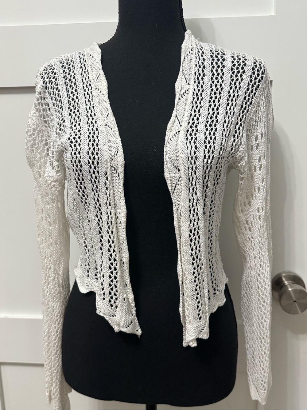 SHEIN White Openwork Crochet Knit Cardigan